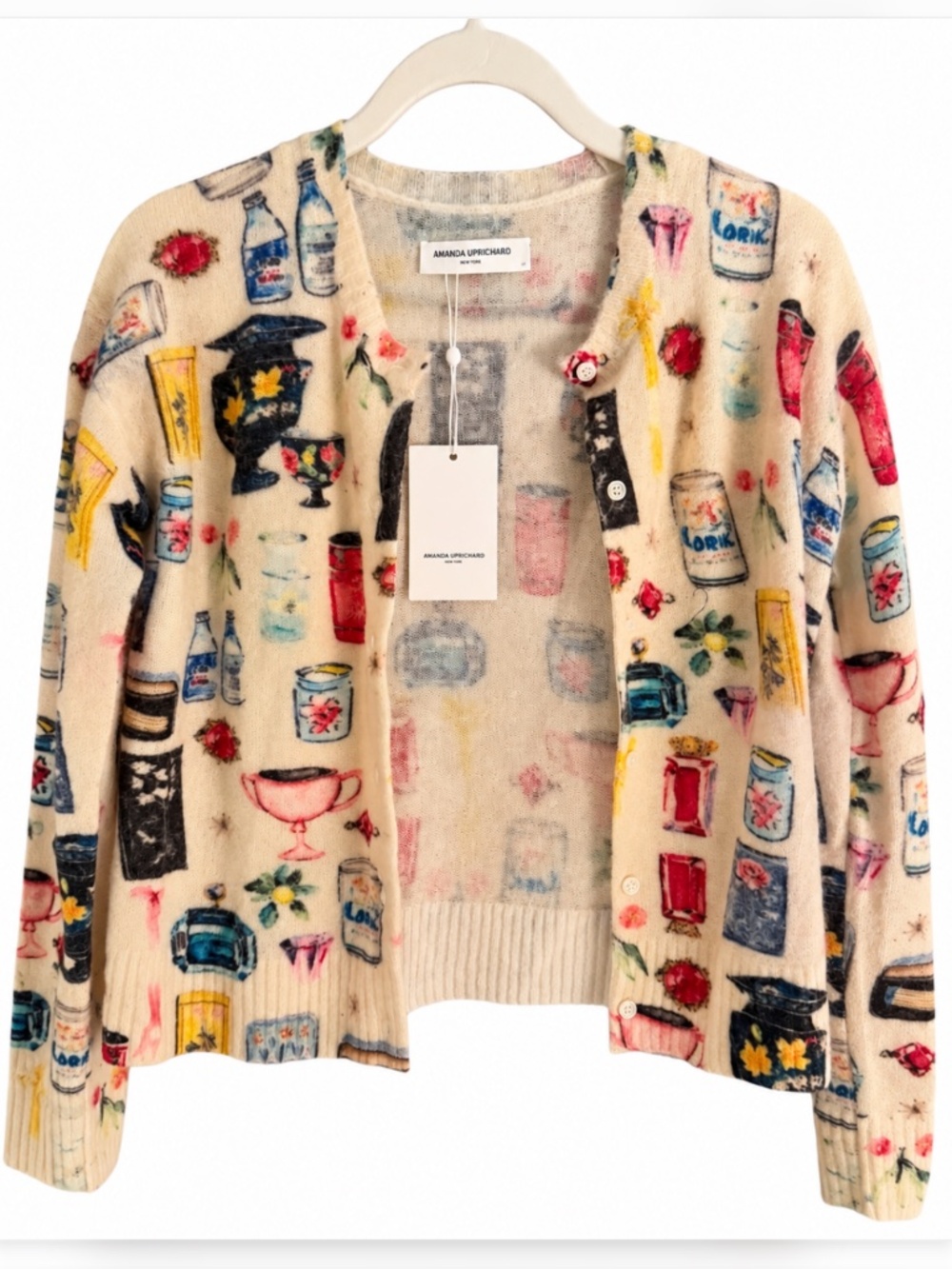 Amanda Uprichard Novelty Print Wool Blend Cardigan XS NWT